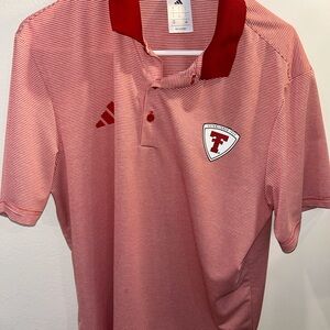 Adidas Red Striped Polo Shirt Texas Tech TTU